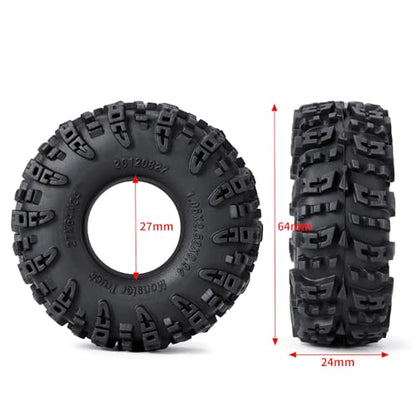 RCLIONS 1.0 Crawler Tires Multi Terrain Pin Rubber Wheel Tyre for 1/18th TRX4M 1/24th SCX24 RC Truck Buggu Car Upgrade Parts