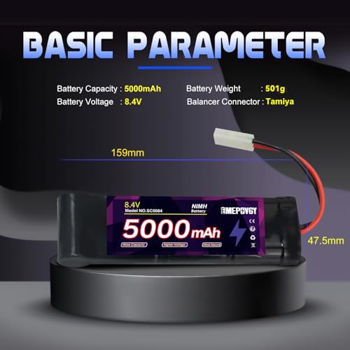 8.4V RC NiMH Battery 5000mAh Capacity Rechargeable 7-Cell Flat Battery Pack (TMY Plug) - color: 8.4V