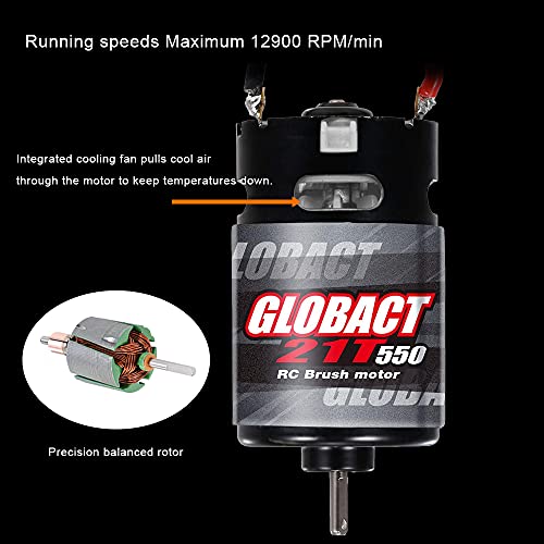 GLOBACT 21T 550 Brushed Motor and 80A ESC for 1/10 RC Crawler (XT60 Plug) | BEC 5A 7.4V/6.4V - size: XT60 Plug