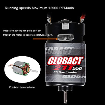 GLOBACT 21T 550 Brushed Motor and 80A ESC for 1/10 RC Crawler (XT60 Plug) | BEC 5A 7.4V/6.4V - size: XT60 Plug