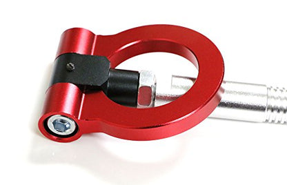 iJDMTOY Sports Red Track Racing Style Tow Hook Ring Compatible with Toyota 2018-up C-HR, 2019-up Corolla Hatchback, Made of Lightweight Aluminum - style: Red Tow Ring
