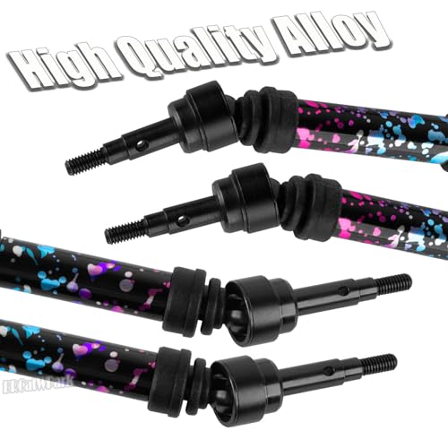 Drive Shaft Axles Upgrades Part for 1/10 4WD Slash/Rustler/Stampede/Jat0 4X4(BL-2s)(VXL),F0rd F15O,RC Front & Rear Steel DriveShaft CVD w/Hex Hops Up,#9051#9052,Colour - color: Colour - (4pcs Driveshafts)