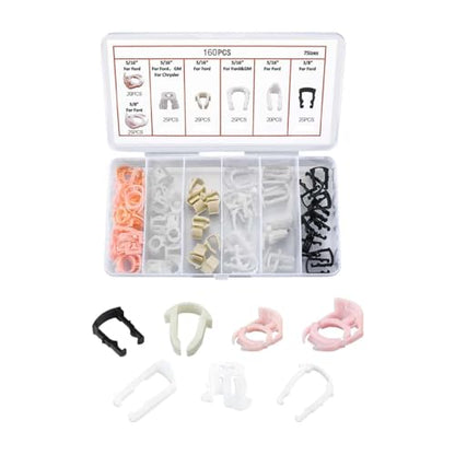 160PCS Car Fuel Line Clips, 7 Sizes Fuel Line Retainer Clips Assortment Kit, Plastic Fuel Line Retaining Clips Replacement 3/8" & 5/16" Fuel Line Clamp, Compatible with SUV Car Truck(160PCS) - size: 160PCS