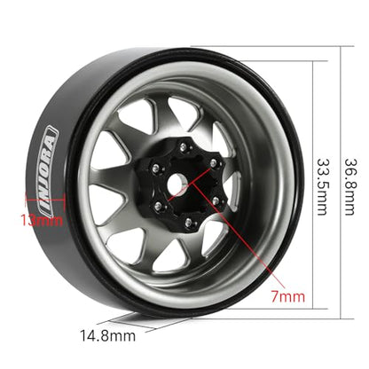 INJORA -4.05mm Offset Steel 1.3" Wheels for 1/24 1/18 RC (Gunmetal Grey) - color: Gunmetal Grey