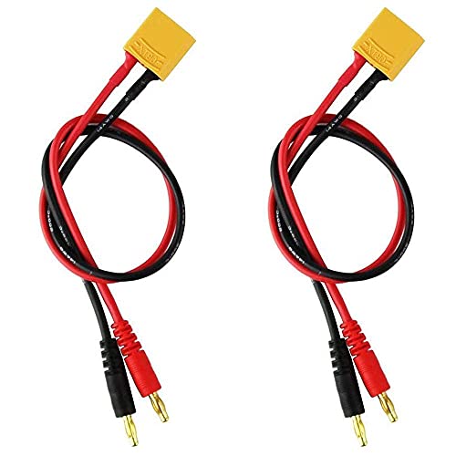 XT60 Cables- 2pcs XT60 Connector Plug to 4mm Banana Plugs Battery Charge Lead Adapter Cable 14awg 30cm