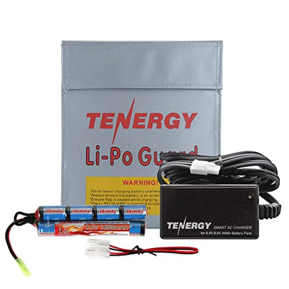 Tenergy Combo 9.6V 1600mAh Butterfly Mini NiMH Battery Pack + 8.4V-9.6V NiMH Smart Charger + Lipo Bag - size: Battery Pack + Charger + Lipo Bag
