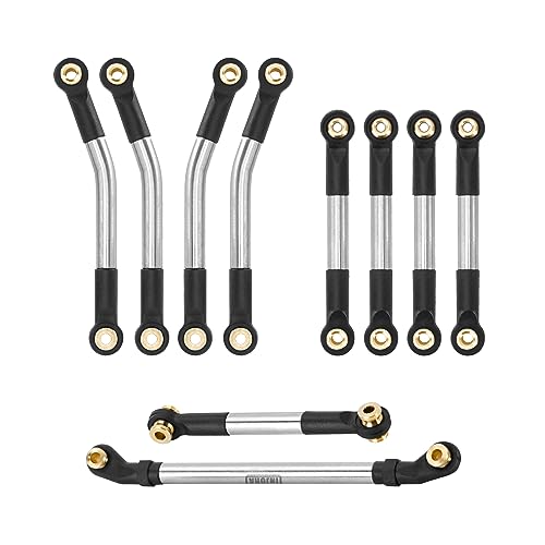 INJORA Stainless Steel High Clearance Chassis Links and Steering Links Set for FMS FCX24 Upgrade 1/24 RC Crawler