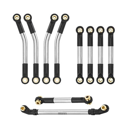 INJORA Stainless Steel High Clearance Chassis Links and Steering Links Set for FMS FCX24 Upgrade 1/24 RC Crawler