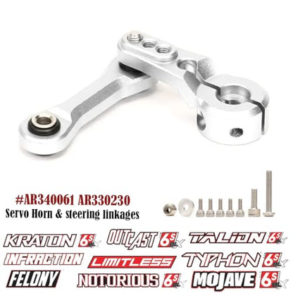 Aluminum 25T Servo Horn & Steering Linkages Tie Rod for Arrma 1/7 Infraction Felony Limitless 1/8 KRATON Notorious Outcast Talion and EXB Cars Upgrades Part,Replace #AR340061 AR330230(Silver) - color: Silver