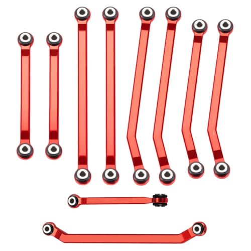 Ascent-18 High Clearance Body Chassis Links - CNC Aluminum Linkage with Steering Link Set for 1/18 RC Crawler Redcat Ascent-18 Upgrades Parts (Red) - color: Red