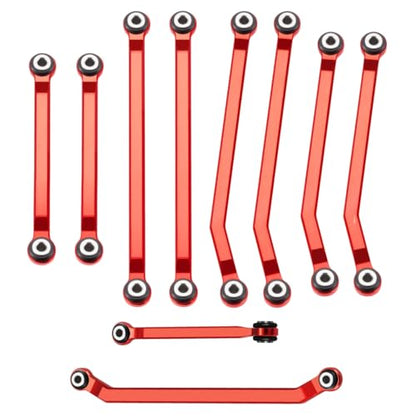 Ascent-18 High Clearance Body Chassis Links - CNC Aluminum Linkage with Steering Link Set for 1/18 RC Crawler Redcat Ascent-18 Upgrades Parts (Red) - color: Red