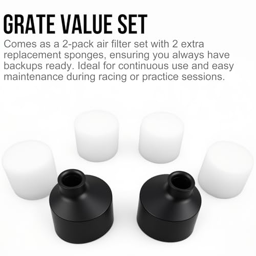 Tensso RC Engine Air Filter Sponge: Upgrade 2 Anti Foaming Filters | for 15-18cc, Remote Control Model Car Racing Cotton Nitro Foam Cleaner for 1:10 HSP 02028 Replacement Parts, 2 Extra Sponges
