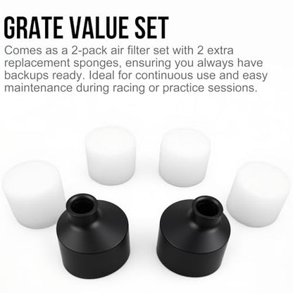Tensso RC Engine Air Filter Sponge: Upgrade 2 Anti Foaming Filters | for 15-18cc, Remote Control Model Car Racing Cotton Nitro Foam Cleaner for 1:10 HSP 02028 Replacement Parts, 2 Extra Sponges
