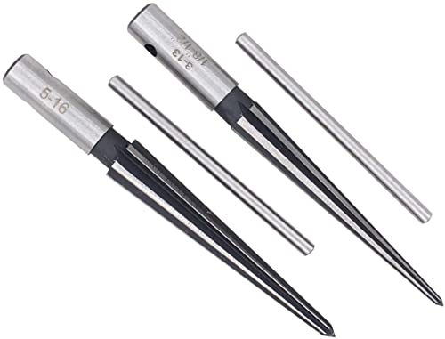 T-Handle Tapered Reamer Set 3–13mm (1/8″–1/2″) & 5–16mm (1/2″–5/8″) | Bridge Pin Hole Handheld Taper Reamers — 6-Flute Chamfering Reamers for Guitar Making, Woodworking, and Luthiery (Set of 2)