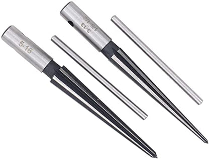 T-Handle Tapered Reamer Set 3–13mm (1/8″–1/2″) & 5–16mm (1/2″–5/8″) | Bridge Pin Hole Handheld Taper Reamers — 6-Flute Chamfering Reamers for Guitar Making, Woodworking, and Luthiery (Set of 2)