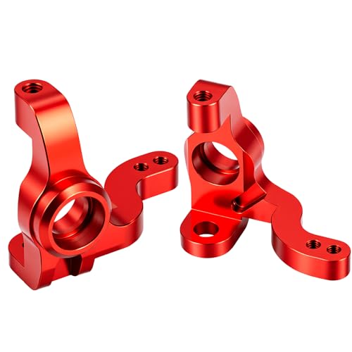 RC Car Front Steering Cup CNC Machined Aluminum Front Steering Knuckle Spindle Set Compatible with 1/10 Tamiya XV01 RC Car Upgrade Parts (Red) - color: Red