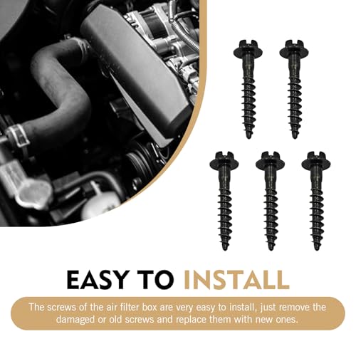 WZP 5PCS Air Box Bolt Screws, BAS01003 GM Air Box Cleaner Intake Retainer Screw, Replace for GM 6509605AA 11549031, Compatible with Dodge, Ram, Chevy (Black)