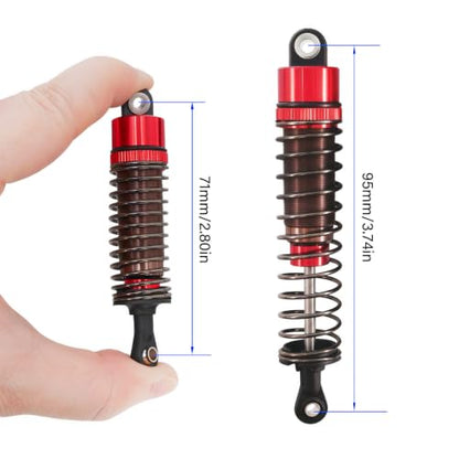 4PCS Oil Filled RC Shocks for 1/10 RC Cars, Adjustable Aluminum Shock Absorbers for Buggy Truggy Touring Drift Cars Monster Trucks (Red 95mm)