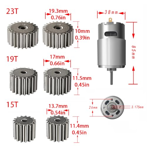 2PCS 12V RS550 30000RPM High-Speed 7R Motor (15T/19T/23T) for Kid's Ride On Vehicals DIY Upgrade 15T&19T&23T for Dune Racer/Ford F-150/Fisher Price Orange/Dynacraft ATV
