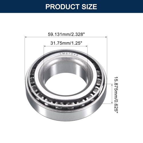 LM67048/10 Tapered Roller Bearing Cone and Cup Set | 1.25" Bore 2.328" OD 0.625" Cup Width, Chrome Steel Taper Bearings Set, ABEC-3 - size: LM67048/LM67010