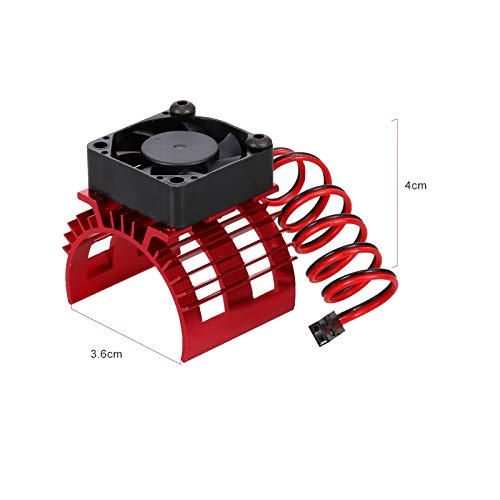 GoolRC Aluminum Alloy Motor Heatsink Cover with Cooling Fan for 3650 Brushless Motor Compatible with WLtoys A959-B A979-B 144001 124019 1/12 /14 RC Car (Red)