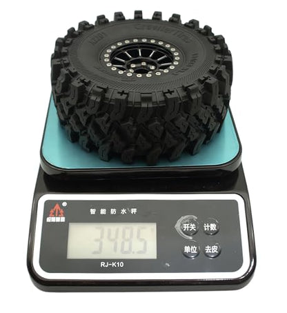 348g Weighted RC 2.2 Beadlock Wheels & Tire Set (4-Piece) Upgrades Accessories Rims for 1/10 SCX10 Wheels TRX4RC4WD and D90 RC Crawler Axial Remote Control Car 4pcs (Black) - color: Black