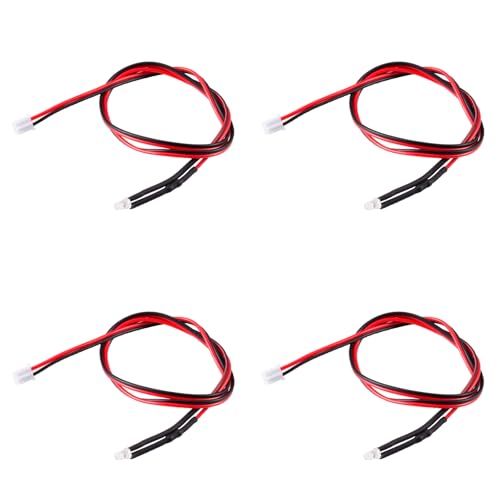 4PCS RC Car PH2.0 Single End Interface Light Headlights Taillight Accessories for 1/14 Tamiya RC Truck Tractor Model Car Upgrade Replacement Parts (White) - color: White