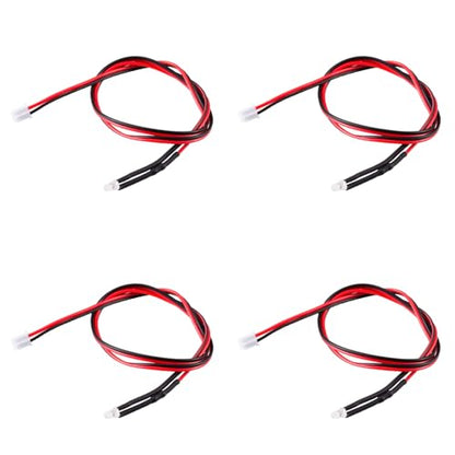 4PCS RC Car PH2.0 Single End Interface Light Headlights Taillight Accessories for 1/14 Tamiya RC Truck Tractor Model Car Upgrade Replacement Parts (White) - color: White
