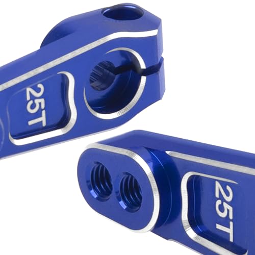 ShareGoo 3Pcs Metal 25T Servo Horn 25 Teeth Steering Servo Arm M3 Threads Compatible with Futaba Savox Power HD HSP Servos Motor Fit for 1/8 1/10 RC Off Road Crawler Drift Car Boat (Blue) - color: Blue