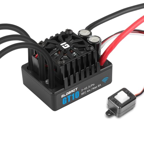 GLOBACT GT10 120A Brushless ESC 2-4S Lipo for Traxxas Arrma Big Rock LOSI | Built-in Bluetooth, Waterproof , Sensorless Electronic Speed Controller, 1/10 RC Truck Upgrades