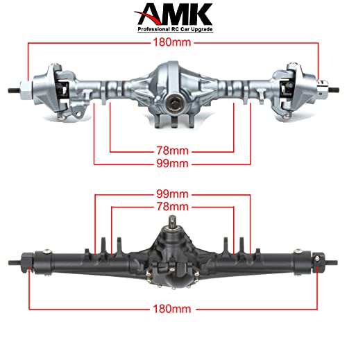Aluminum Front & Rear Axles CNC Complete Axle Set for 1/10 RC Crawler Car Axial SCX10 II RGT 86100 Redcat GEN8 Element Enduro CC01 (Gray Front Rear Axle) - color: Gray Front Rear Axle