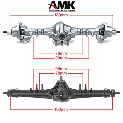 Aluminum Front & Rear Axles CNC Complete Axle Set for 1/10 RC Crawler Car Axial SCX10 II RGT 86100 Redcat GEN8 Element Enduro CC01 (Gray Front Rear Axle) - color: Gray Front Rear Axle