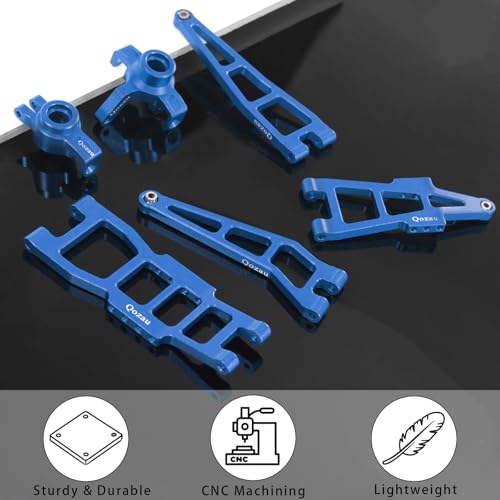 Aluminum Front Rear Suspension Arms Front Steering Knuckles Rear Hubs Kit for Haiboxing 1/12 RC Truck 903 903A 905 Upgrade Parts (Blue) - color: Blue