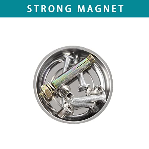 6 Pieces 4.2” Round Magnetic Bowl Trays Set Stainless Steel Magnet Tool Tray Parts Holder for Screws, Sockets, Bolts, Pins, Mechanic's and Automotive - size: 6 Pieces 4.2" Bowl