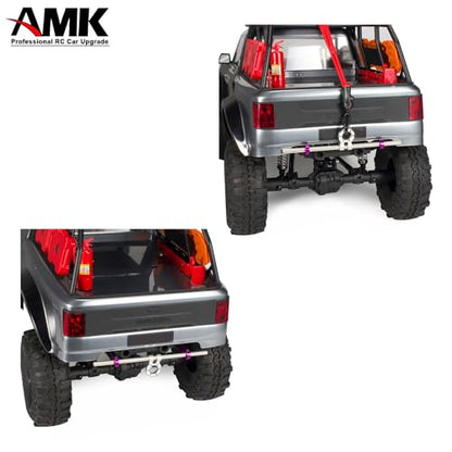 AMK Adjustable 1/10 Scale Bumper Mount Front Rear, Metal Bumper Kit with Modular Fairlead D-Ring Tow Strap for RC Crawler Axial SCX10 Element Enduro Gen7 Gen8 TRX6 TRX4 Upgrades (Silver) - color: Silver