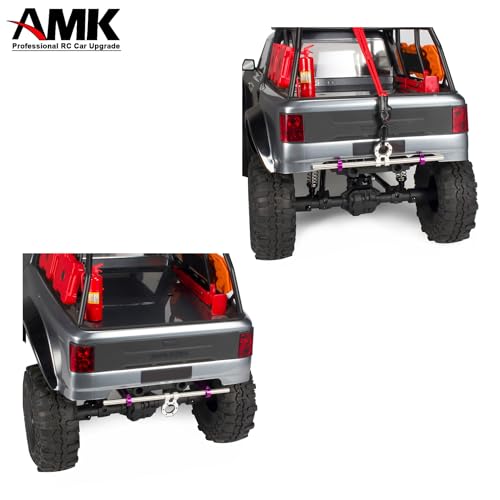 AMK Adjustable 1/10 Scale Bumper Mount Front Rear, Metal Bumper Kit with Modular Fairlead D-Ring Tow Strap for RC Crawler Axial SCX10 Element Enduro Gen7 Gen8 TRX6 TRX4 Upgrades (Purple) - color: Purple