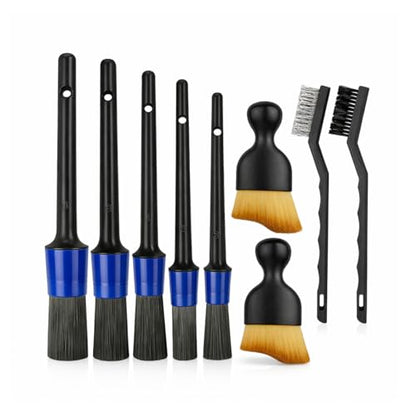 9PCS Car Detailing Brush Kit, Including 3 Ultra Soft No Scratch Boar Hair & 3 Vent Cleaning Brushes, Multi-Use Automotive Interior Detailing Kit, Universal for Most Vehicles - size: 9PCS