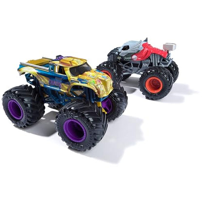 Monster Jam, Marvel Official Thanos Vs. Thor Die-Cast Monster Trucks, 1:64 Scale, Kids Toys for Boys and Girls Ages 3 and up - color: Iron Man Vs Thor