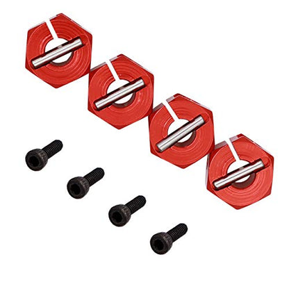 4PCS Aluminum 12mm hex hubs adapters 7mm Thickness Compatible with 1:10 HSP HPI Redcat traxxas RC Buggy Slash 4wd etc(Red)