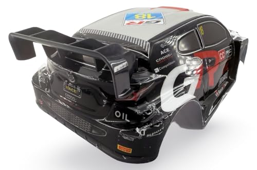 1/10 Scale RC Drift Racing Touring On Road Car Painted Body Shell, Spoiler Included, Pre-Cut, 258mm Wheelbase (Toyota GR Yaris Rally Style - Black) - color: Toyota Gr Yaris Rally Style - Black