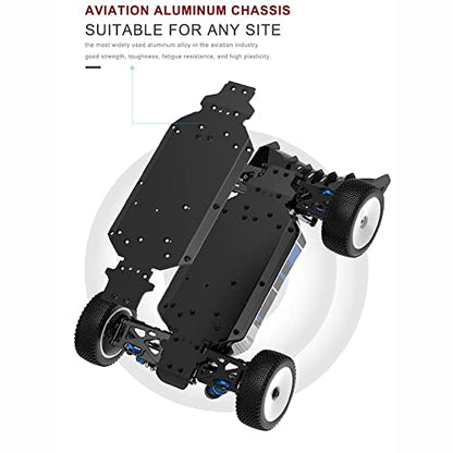 RC Car, 1/14 Scale 2.4GHz Remote Control Car, 4WD 60km/h High Speed Racing Car, Off-Road Buggy Drift Car RTR with Aluminum Alloy Chassis, Fast Race Buggy Hobby Car