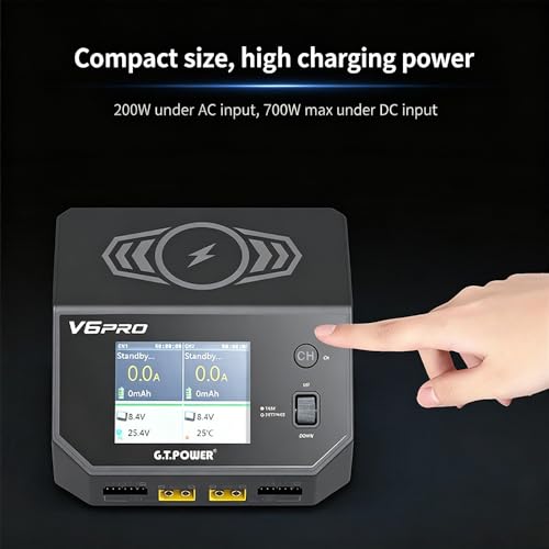 GT Power V6 Pro 700W Dual Channel Smart RC Battery Charger Wireless Phone Charge