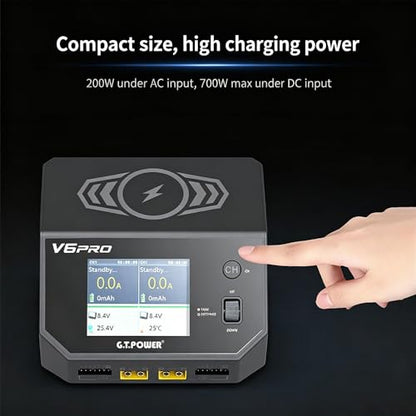 GT Power V6 Pro 700W Dual Channel Smart RC Battery Charger Wireless Phone Charge