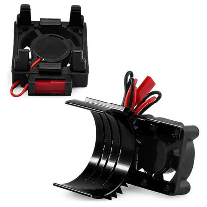 Aluminum Heatsink Plastic RC Motor ESC Cooling Fan Set 6-8.4V High RPM for TRAXXAS VXL-3S Slash/Rally/Bandit/Stampede 2WD 4WD RC Car (Black) - color: Black