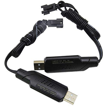 Blomiky 2 Pack 7.4V SM-3P Plug Charger Cable for 7.4V 2S 600mAh 900mAh 1200mAh 1300mAh 1500mAh Li-ion Battery/SM-3P USB 2