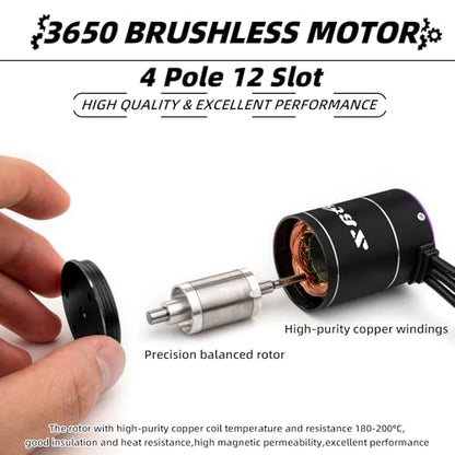 550 3650 Brushless Motor 3.175mm Shaft 1/10 6400KV Waterproof for 1:10 Scale RC On-Road Race Drift High Speed Car Traxx TRX4 Axial SCX10 (6400kv)