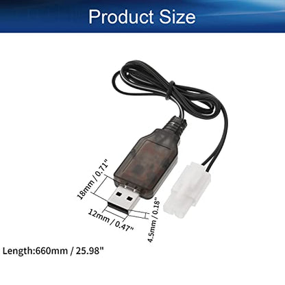 Heyiarbeit L6.2-2P USB Power Charger Cable for RC Car 7.2V 250mA Ni-MH Ni-CD Battery 1Pcs - size: L6.2-2P 1Pcs