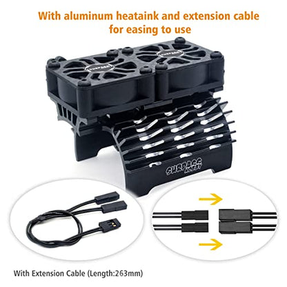 Surpass Hobby 30mm RC Car Cooling Fan 27000RPM Motor Heatsink with Metal Heatsink for 1/7 1/8 RC Car Diameter 40-42mm Brushless Motor - style: Black