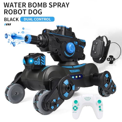 RC Tank That Shoots, RC Stunt Car Shooting Water Bullets, Gesture Sensing Remote Control Tank with 360° Rotating, Spray, Light and Music, 2.4GHz 4WD All Terrains RC Cars for Adults (Black) - color: Black, size: 1 Battery