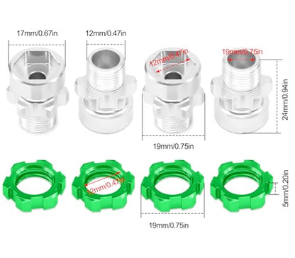 OGRC 12mm to 17mm Wheel Hex Adapter, Hex Extension for Slash Losi RC Car | Aluminum Hub, 10mm Extension, 17mm Wheel Conversion, for Traxxas Losi HPI 1/10 RC Truck Buggy, Green - color: Green